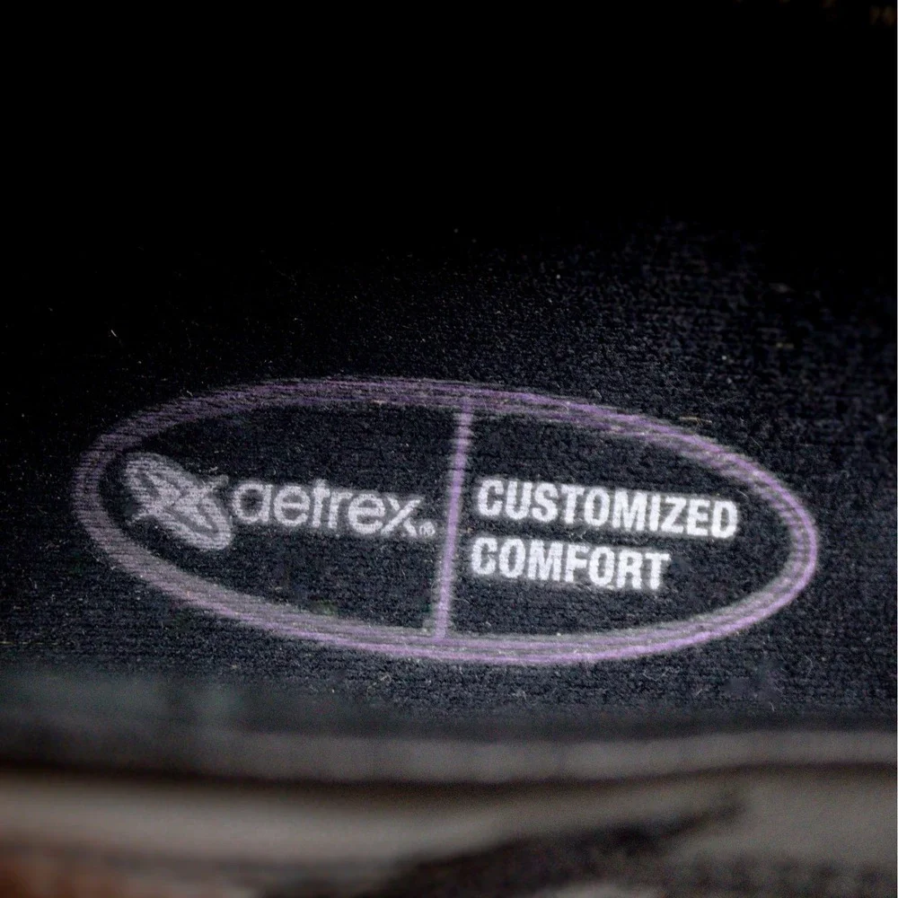 Aetrex Mary Jane Shoes Black Textured Pebbled Leather Comfort Size 7.5